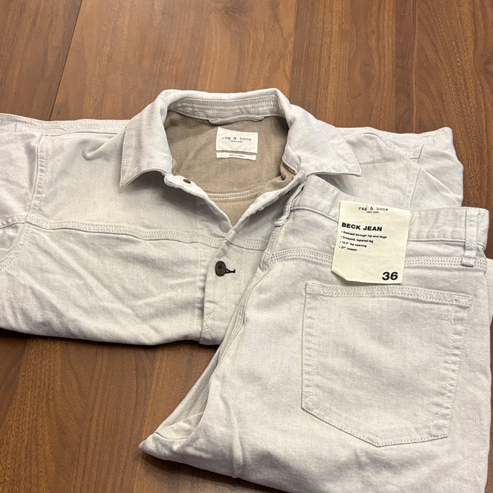 Rag and Bone denim jacket (xl) and matching BECK jeans (36)